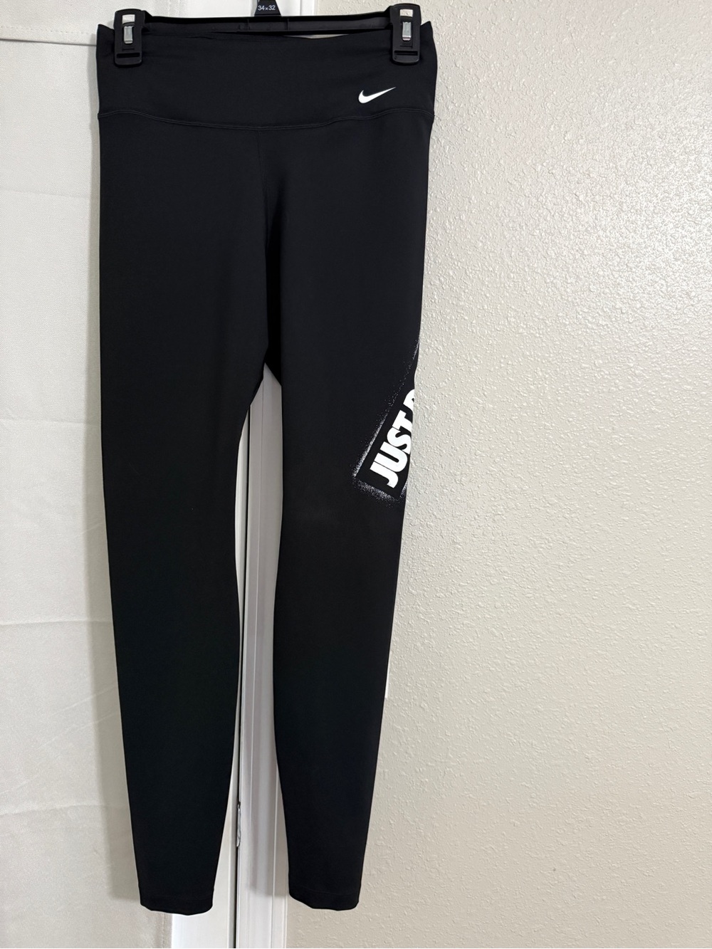 Nike Black Kids' Leggings with White Swoosh and JUST DO IT Accent